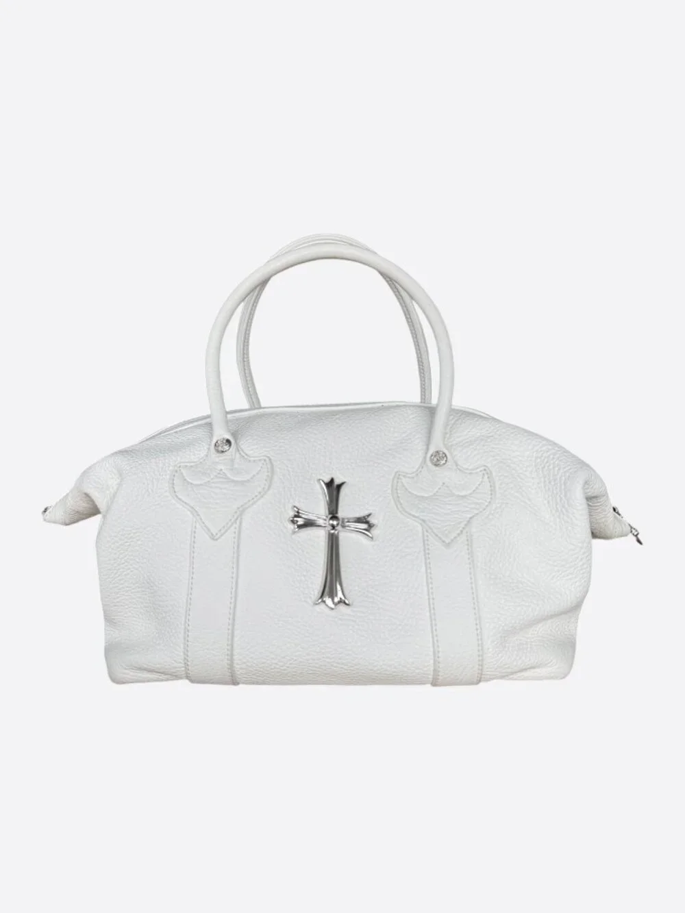 Chrome Hearts White Leather Cross Bag